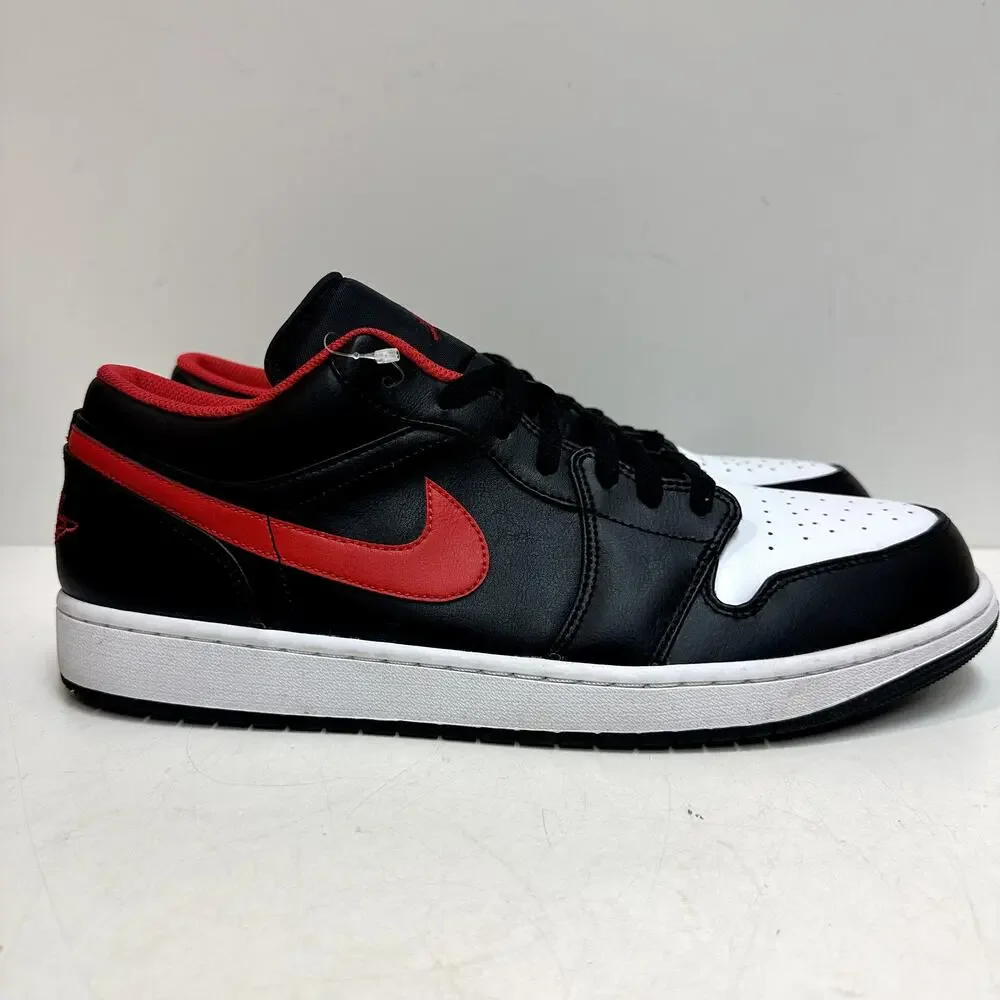 NWOT Nike Jordan 1 Low White Toe  Black/Fire Red/White Bred Men's 16